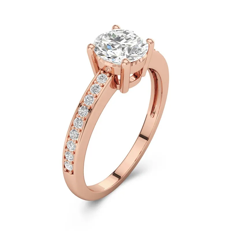 14K Rose Gold Moissanite Engagement Ring