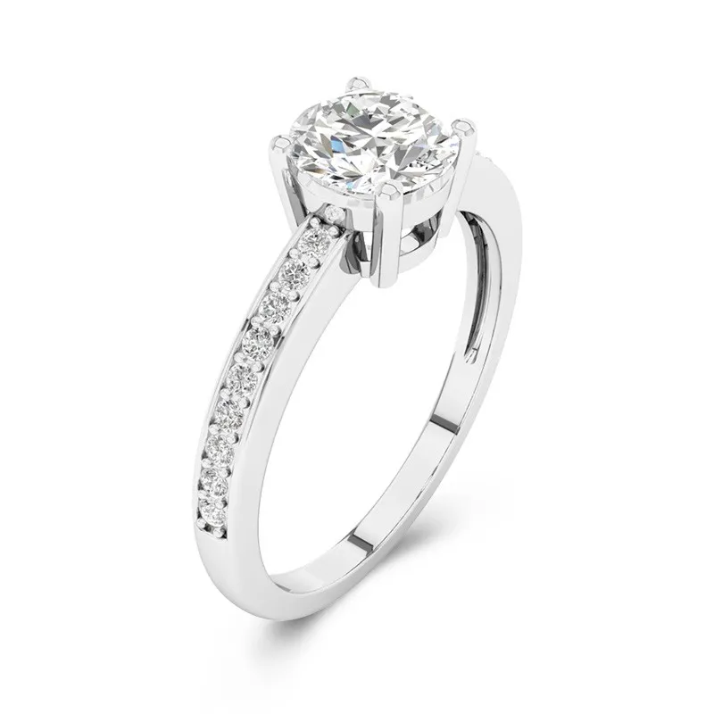 18K White Gold Moissanite Engagement Ring