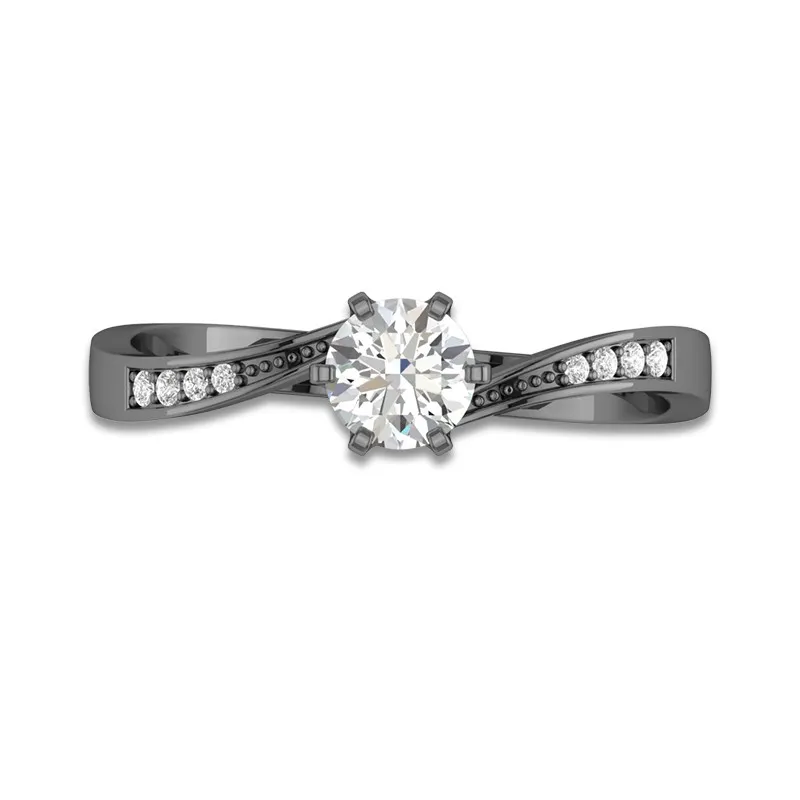 925 Sterling Silver Prong Bypass Shank Channel Engagement Ring