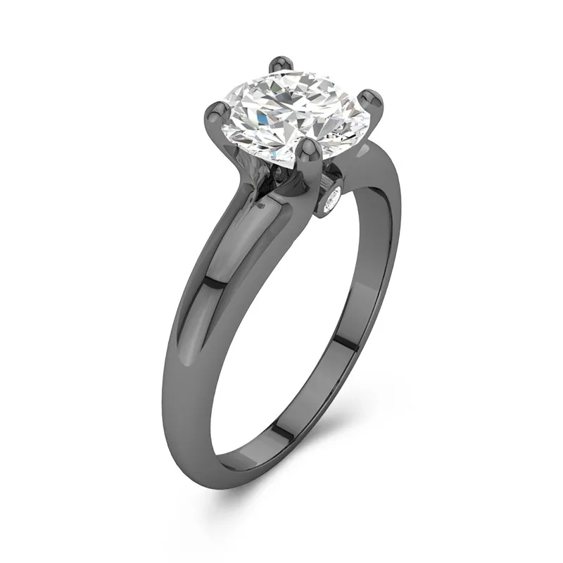 925 Sterling Silver Prong Tapered Engagement Ring