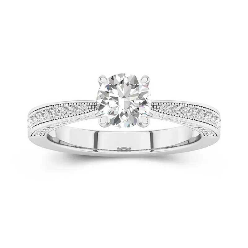 Beaded Cathedral Engagement Ring 1.00ct Moissanite