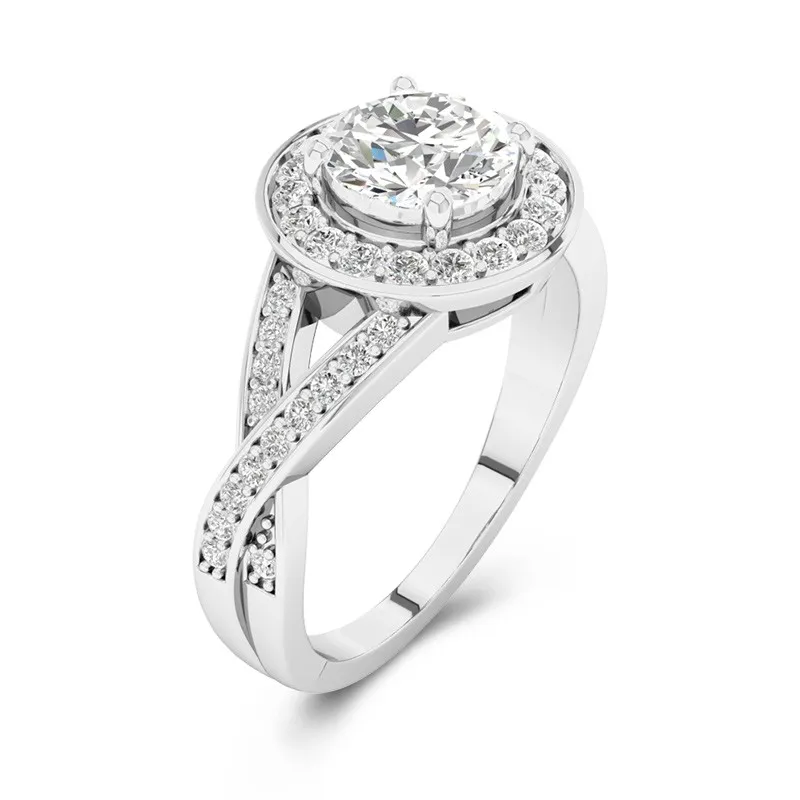 Halo Bague de fiançailles 1.00ct Moissanite