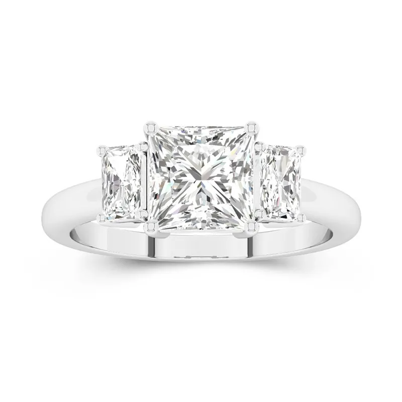 Retro Scrollwork Princess Cut Engagement Ring