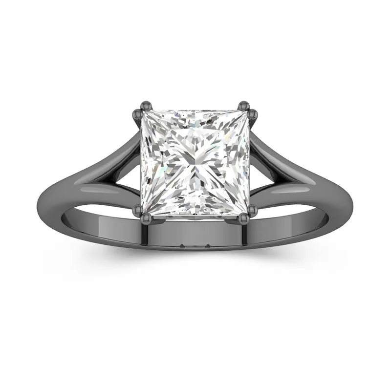 925 Sterling Silver Solitaire Split Shank Engagement Ring