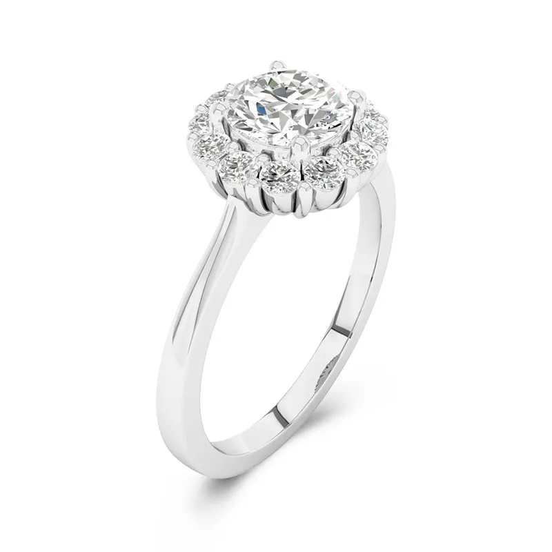 Halo Cluster Engagement Ring 1.00ct Moissanite