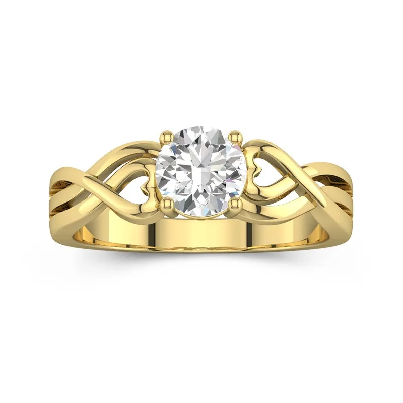 Modern Heart Round Cut Engagement Ring