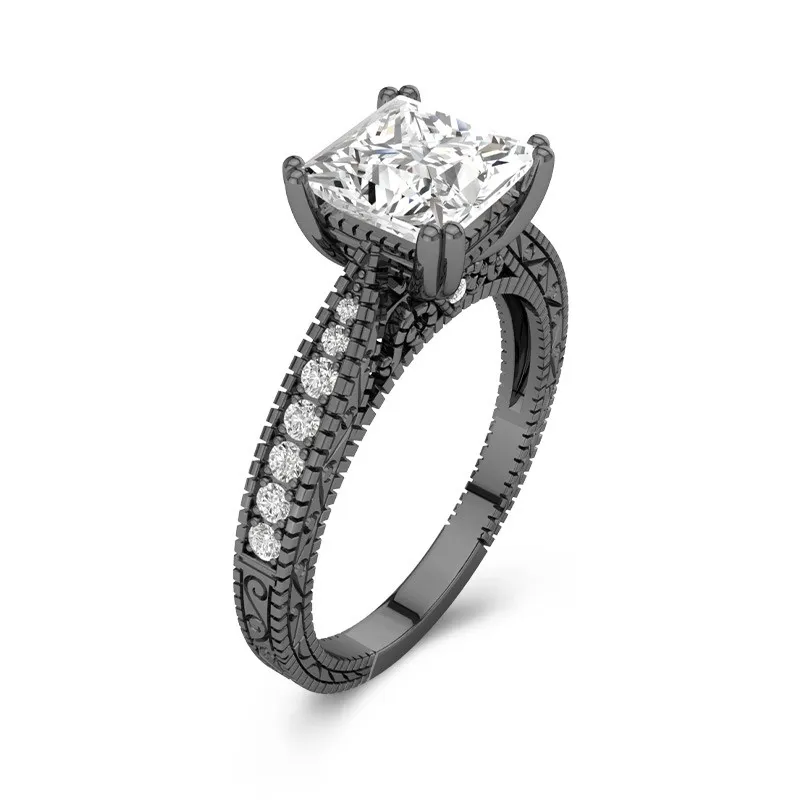 925 Sterling Silver Cathedral Pavé Reverse Tapered Engagement Ring