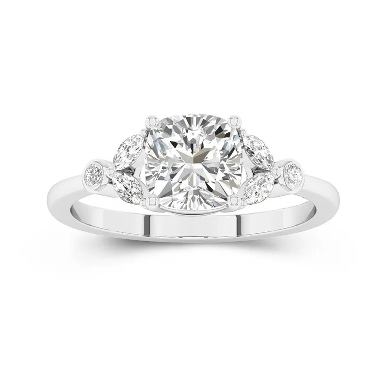 Leaf Cluster Flush Engagement Ring 2.00ct Moissanite