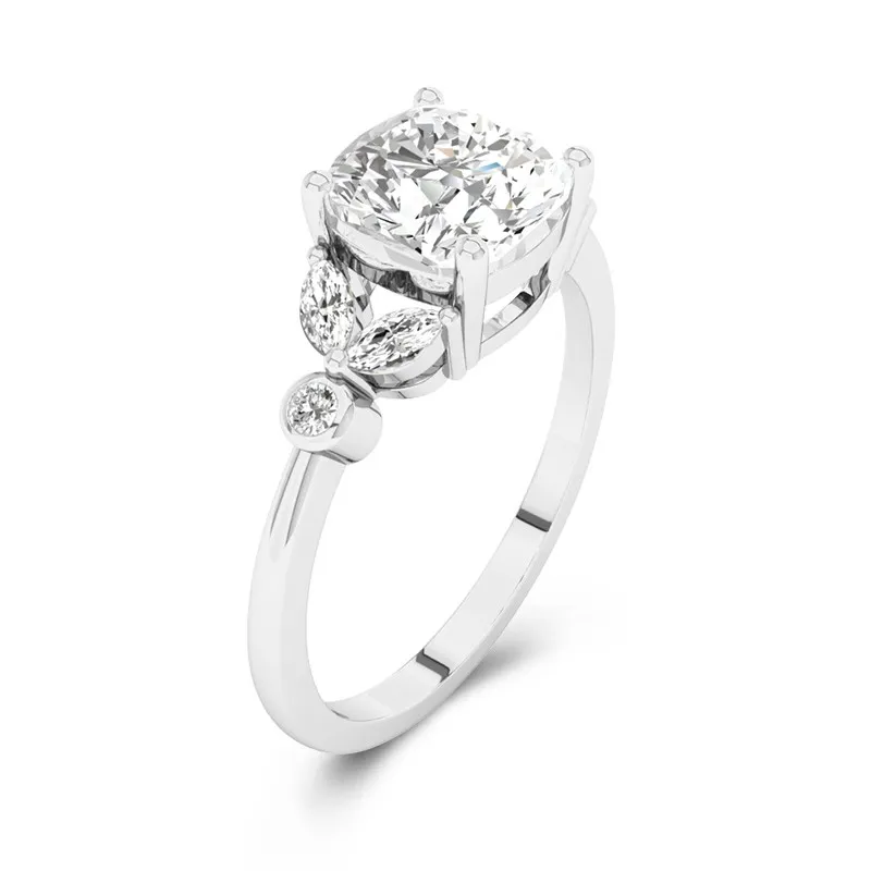 Leaf Cluster Flush Engagement Ring 2.00ct Moissanite