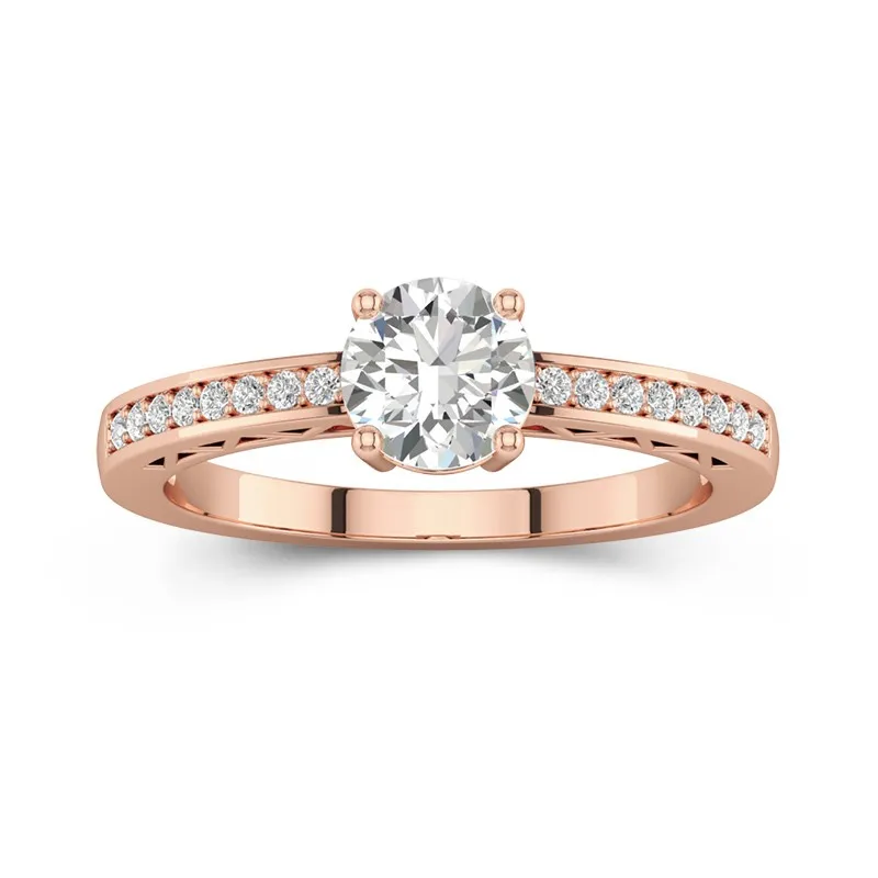 Delicate Cutout Round Cut Engagement Ring