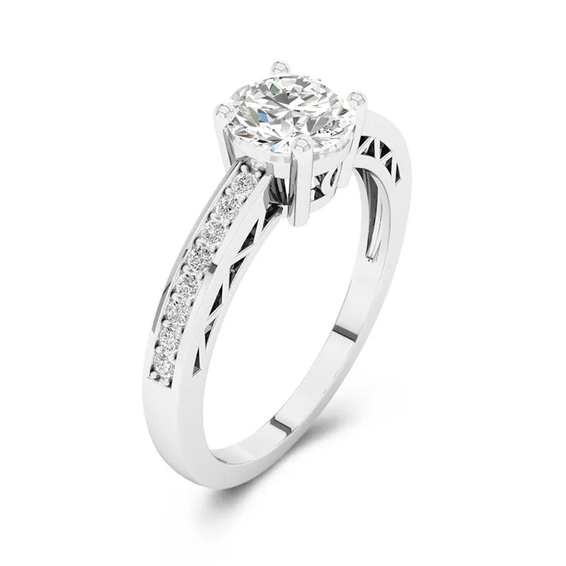 Delicate Cutout Round Cut Engagement Ring