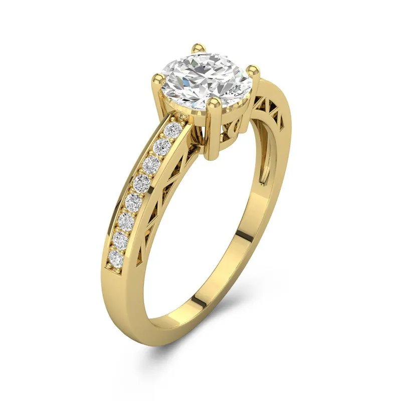 Delicate Cutout Round Cut Engagement Ring