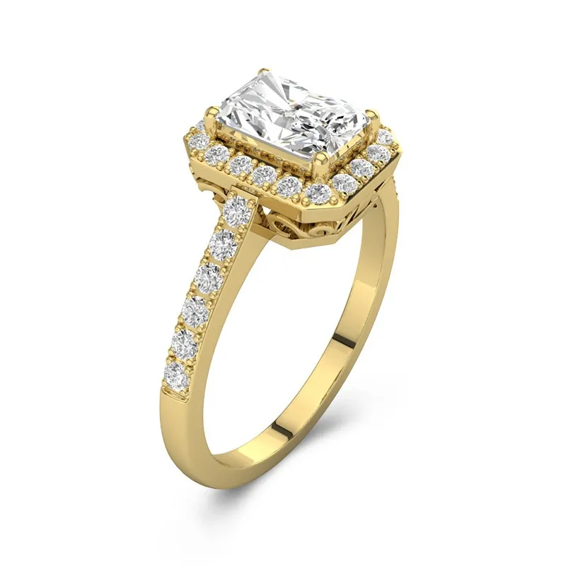 Antique Cutout Scrollwork Radiant Cut Engagement Ring