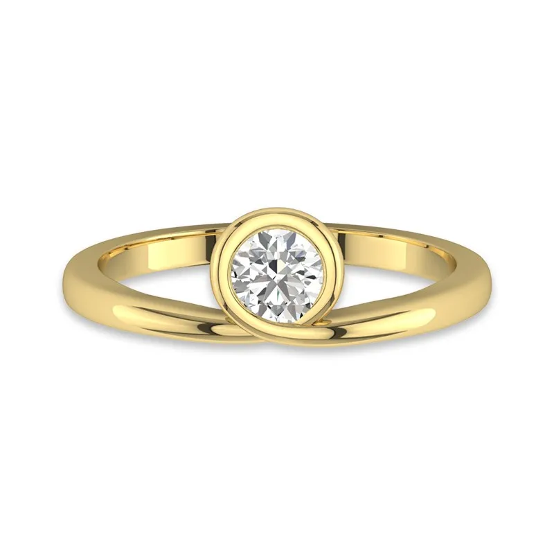 Solitaire Lunette Bague de promesse Moissanite