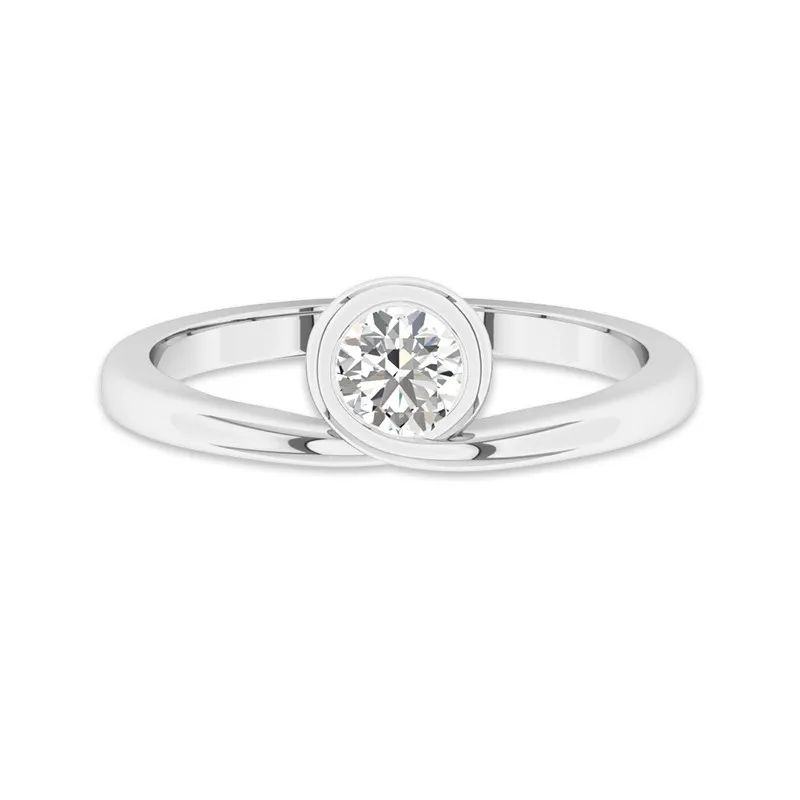 Solitaire Lunette Bague de promesse Moissanite