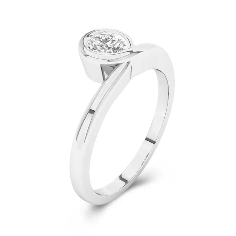 Solitaire Lunette Bague de promesse Moissanite