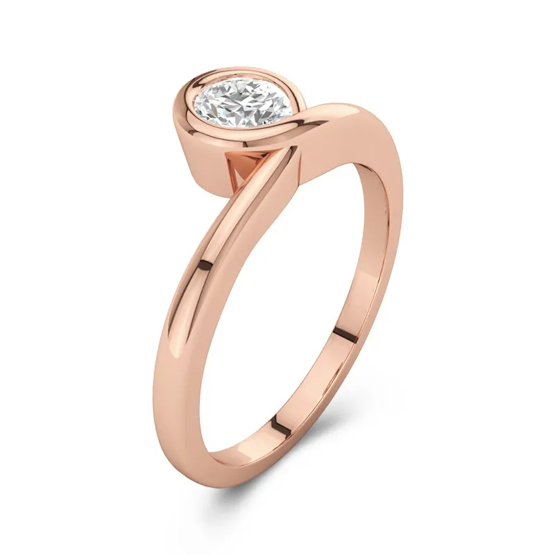 Solitaire Lunette Bague de promesse Moissanite