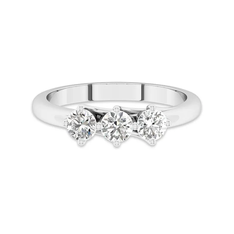 Three Stone East West Promise Ring Moissanite