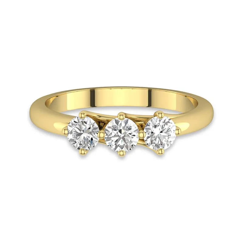 Three Stone East West Promise Ring Moissanite