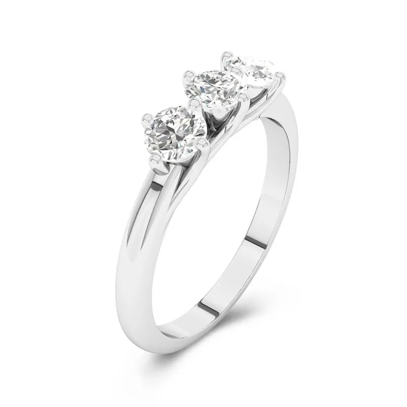 Three Stone East West Promise Ring Moissanite