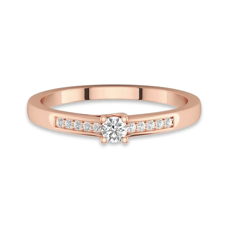 Or rose 14 carats Moissanite Bague de promesse