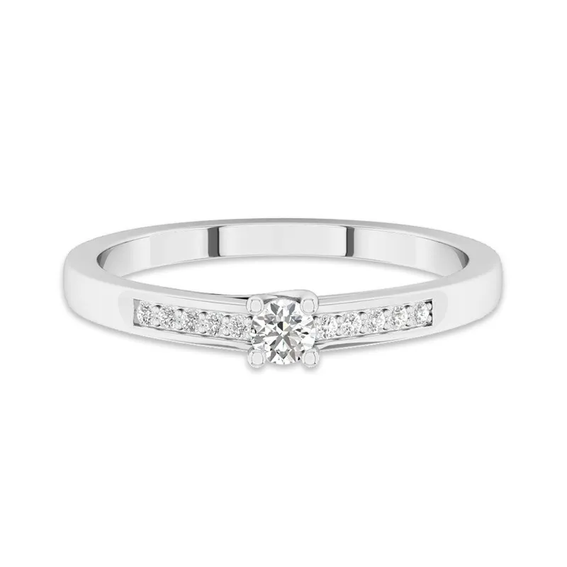 14K White Gold Moissanite Promise Ring