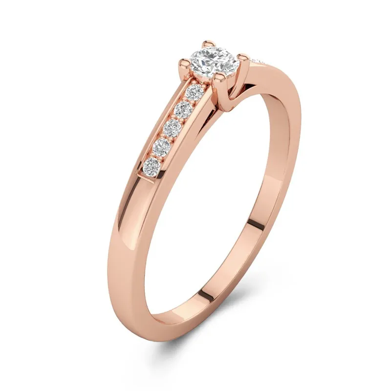 Or rose 14 carats Moissanite Bague de promesse