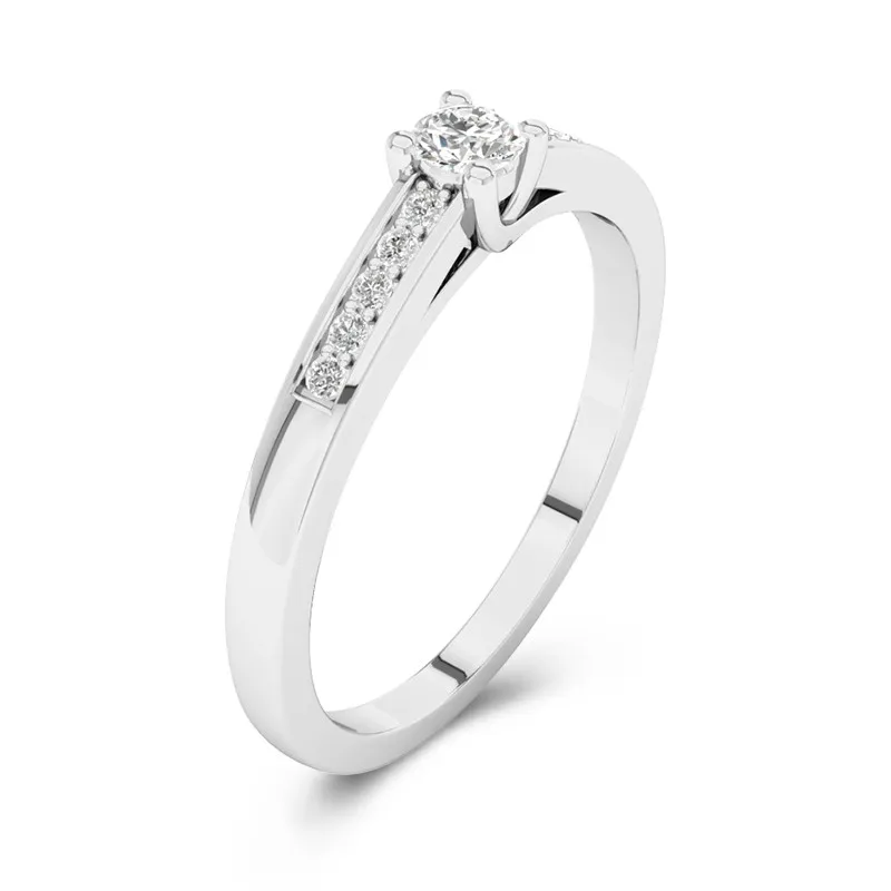 14K White Gold Moissanite Promise Ring