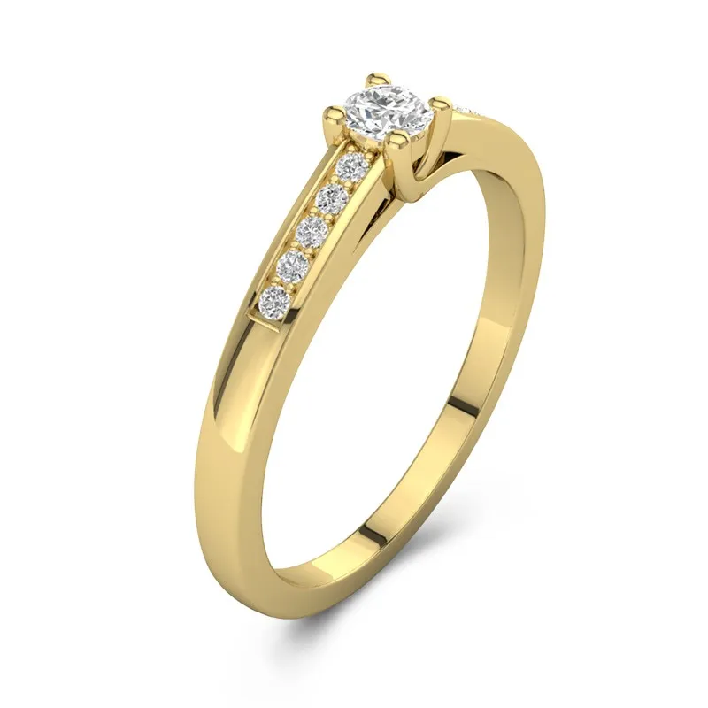 Or 14 carats Moissanite Bague de promesse