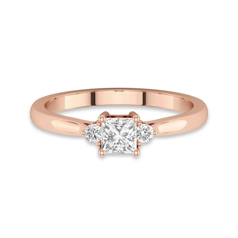 Trois pierres Bague de promesse Moissanite