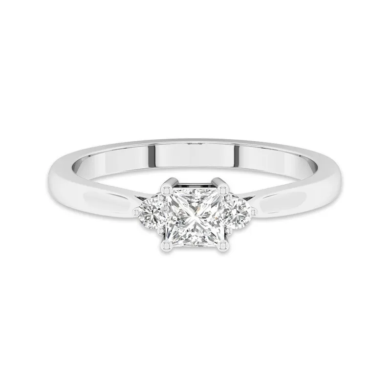 Trois pierres Bague de promesse Moissanite