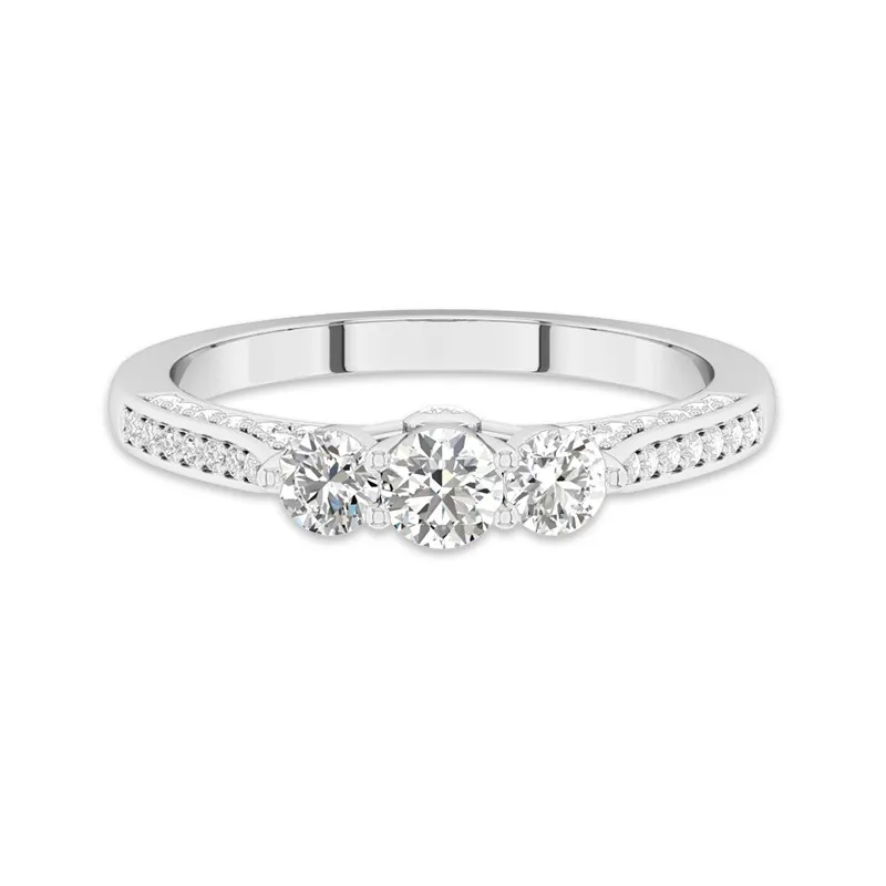 Or blanc 14 carats Moissanite Bague de promesse