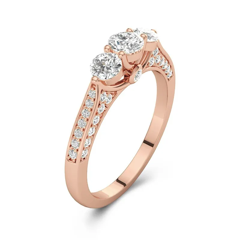 Or rose 14 carats Moissanite Bague de promesse