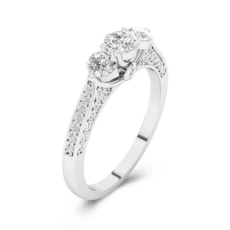 14K White Gold Moissanite Promise Ring