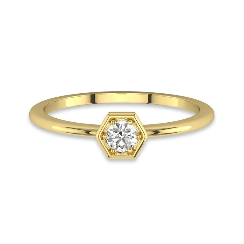 Or 14 carats Moissanite Bague de promesse