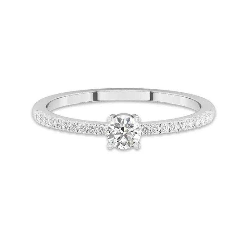 Or blanc 14 carats Moissanite Bague de promesse