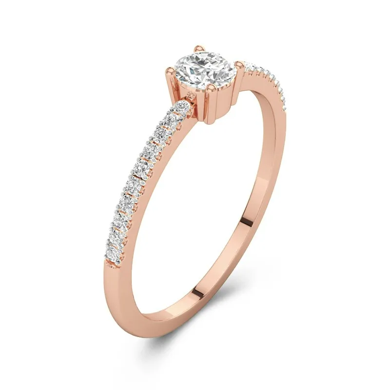 14K Rose Gold Moissanite Promise Ring