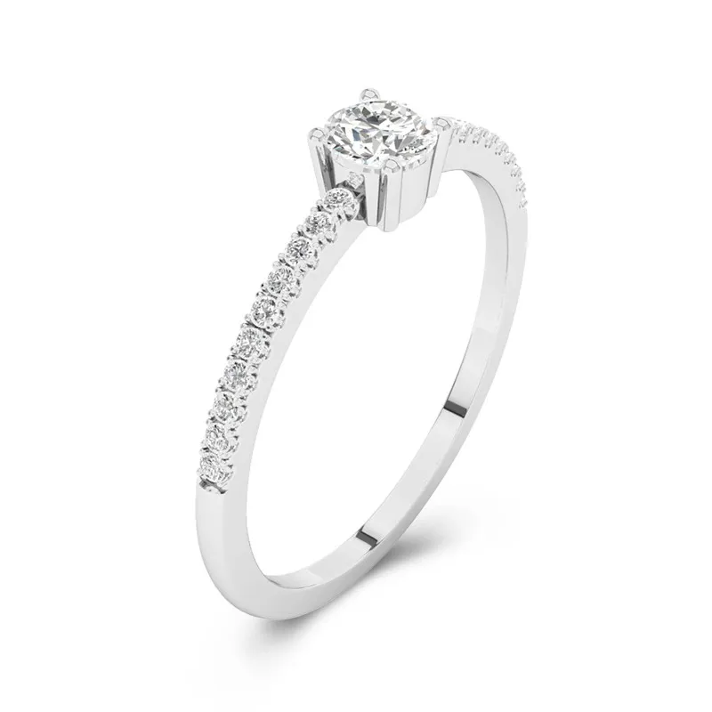 14K White Gold Moissanite Promise Ring