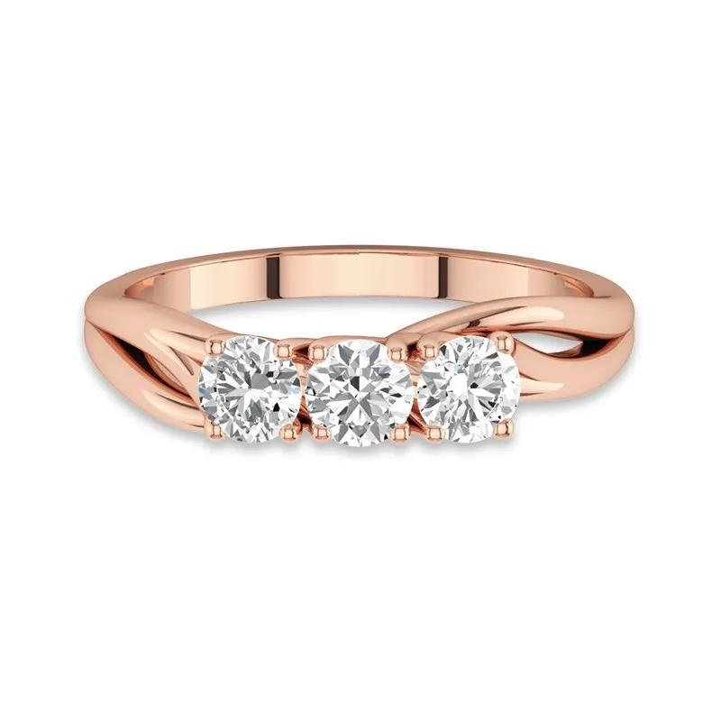 Or rose 14 carats Moissanite Bague de promesse