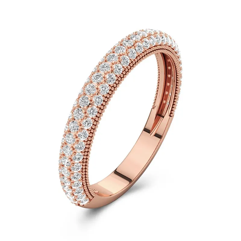 Perlé Pavé Bague de mariage