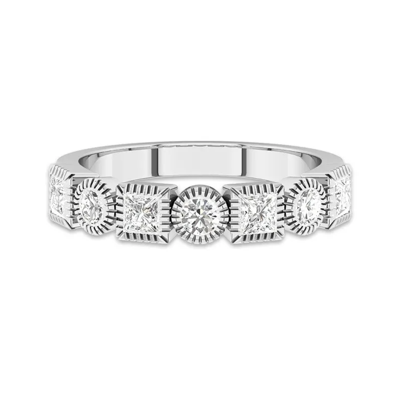 Retro Milgrain Moissanite Wedding Band