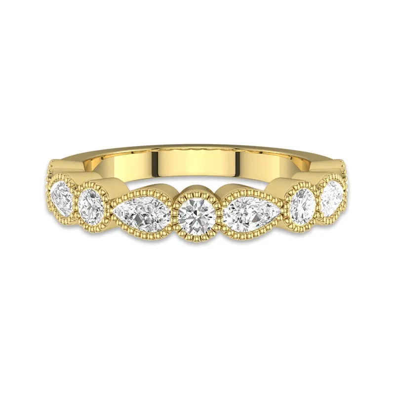 Retro Milgrain Moissanite Wedding Band