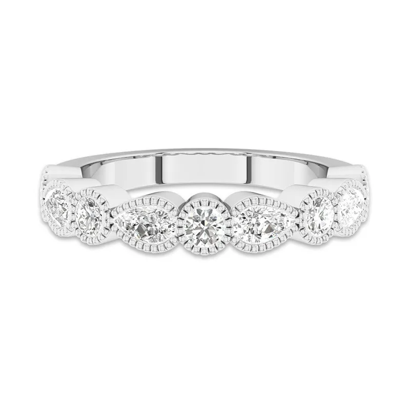 Retro Milgrain Moissanite Wedding Band