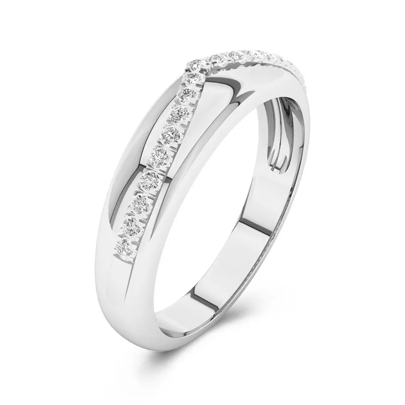 Wide Dainty Moissanite Wedding Ring