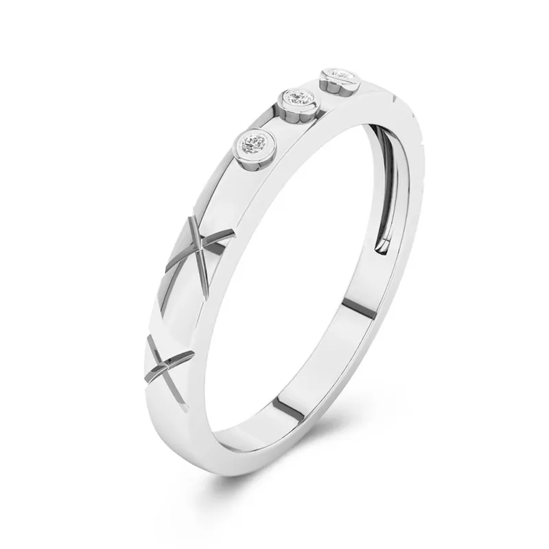Delicate Stackable Carved Moissanite Wedding Ring