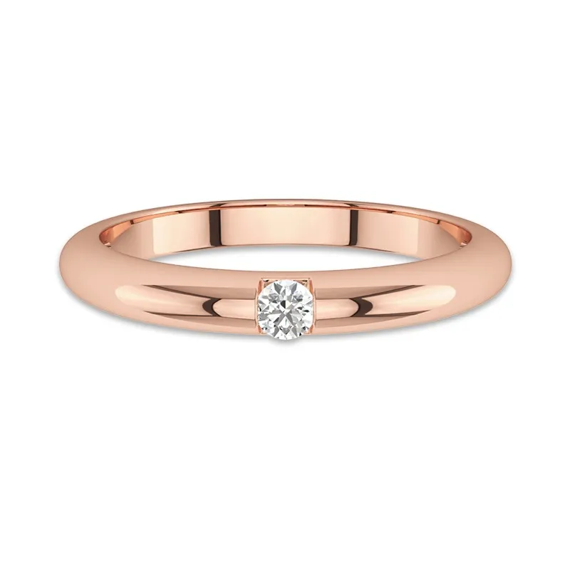 Minimalist Embossed Moissanite Wedding Ring