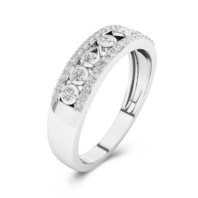 Wide Retro Moissanite Wedding Band