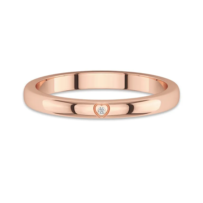 Minimalist Stackable Heart Moissanite Wedding Ring