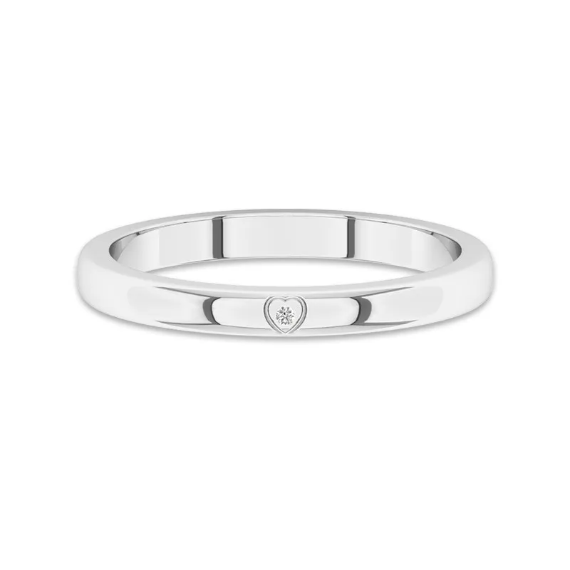 Minimalist Stackable Heart Moissanite Wedding Ring
