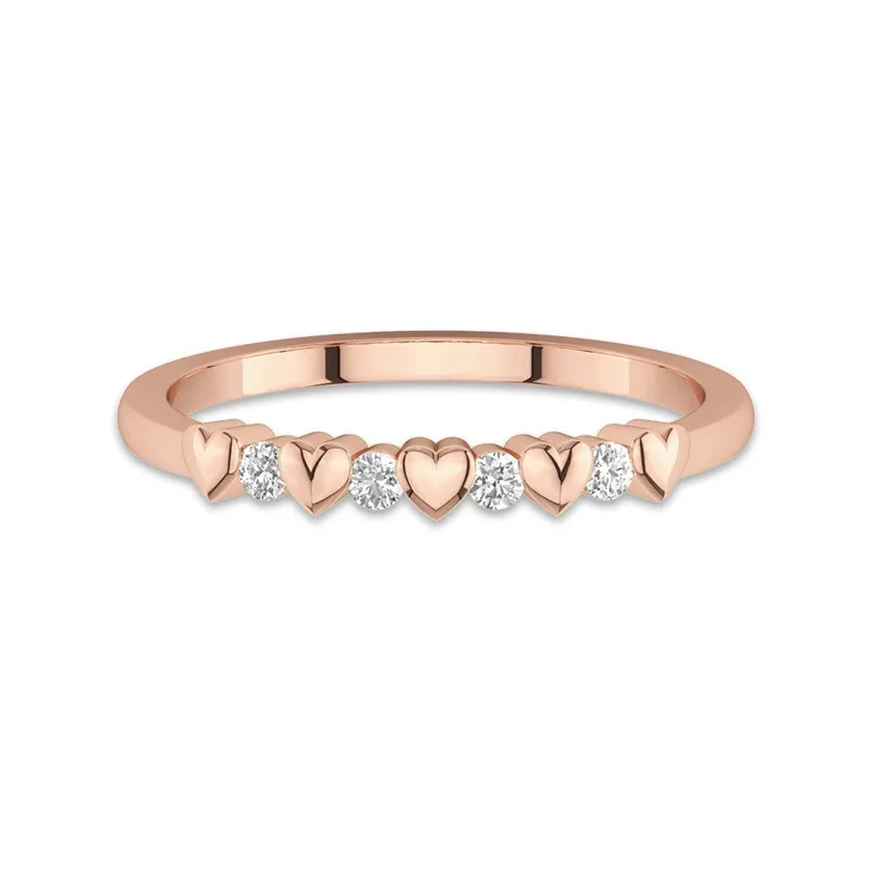 Charming Stackable Heart Moissanite Wedding Ring